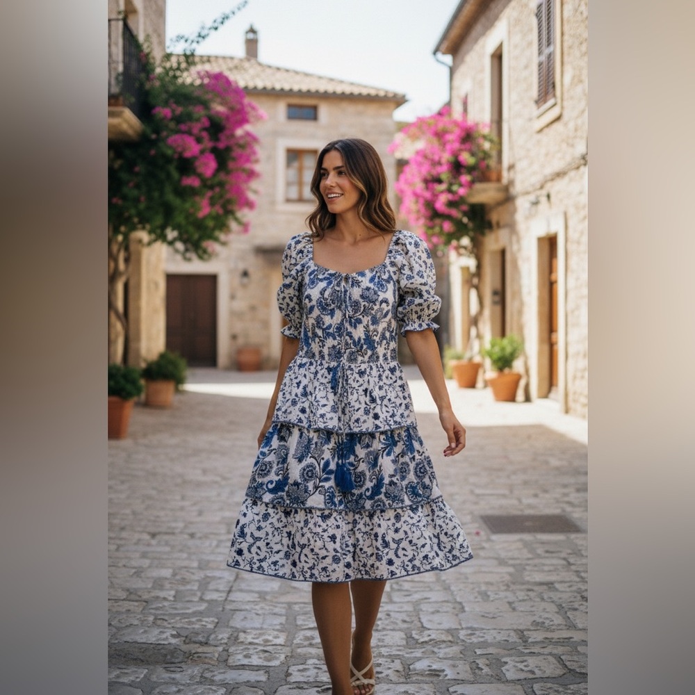 Elegant Floral Print Midi Dress